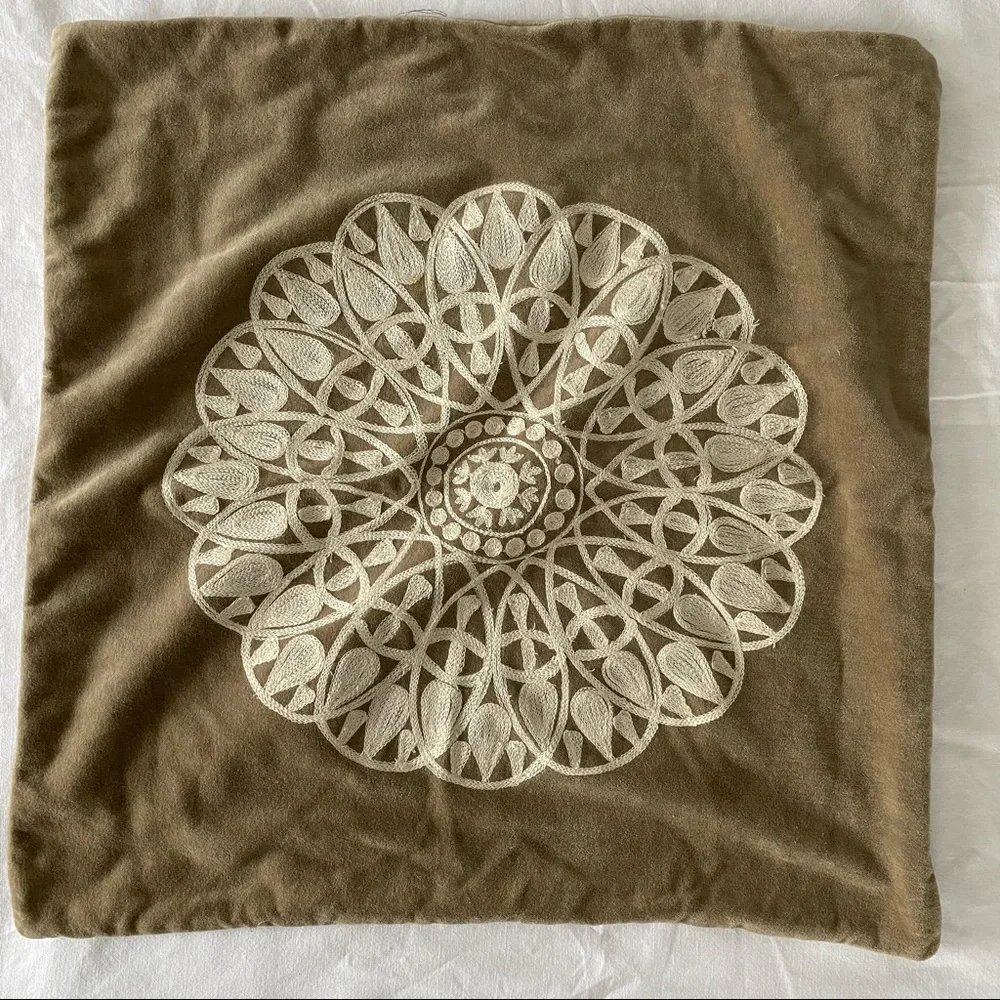 Crate&Barrel Embroidered velvet pillow sham